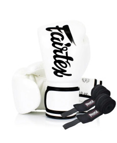 Рукавички боксерські з бинтами Fairtex BGV14 10 унцій, білі