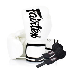 Рукавички боксерські з бинтами Fairtex BGV14 16 унцій, білі