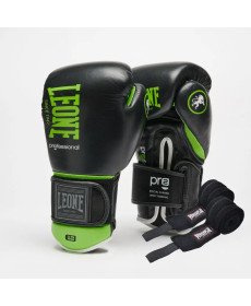 Рукавички боксерські з бинтами Leone GN115 PROFESSIONAL 2 розмір 10 унцій, чорні