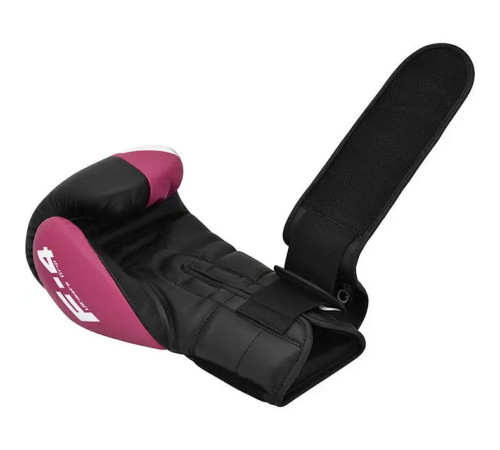 Рукавички боксерські з капою RDX REX F4 розмір 12 унцій, чорно-рожеві