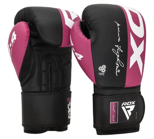 Рукавички боксерські з капою RDX REX F4 розмір 12 унцій, чорно-рожеві