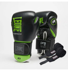Рукавички боксерські з бинтами Leone GN115 PROFESSIONAL 2 розмір 14 унцій, чорні