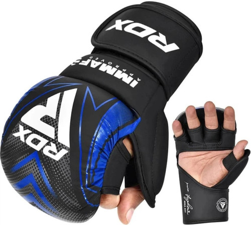 Боксерські рукавиці RDX GRAPPLING GLOVES SHOOTER IMMAF-1 розмір XL, чорно-сині