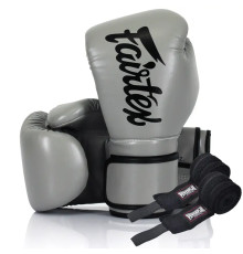 Рукавички боксерські з бинтами Fairtex BGV14 Grey 12 унцій