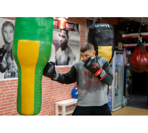 Рукавички боксерські шкіряні Yakimasport PRO SPIDER розмір 10 унцій, чорно-червоні