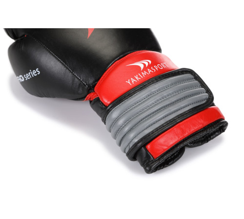 Рукавички боксерські шкіряні Yakimasport PRO SPIDER розмір 10 унцій, чорно-червоні