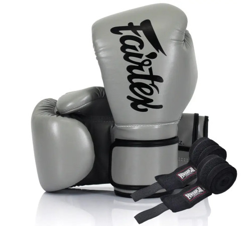 Рукавички боксерські з бинтами Fairtex BGV14 Grey 14 унцій