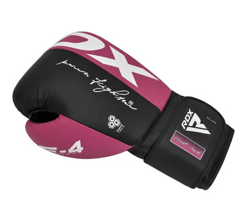 Рукавички боксерські з капою RDX REX F4 розмір 10 унцій, чорно-рожеві