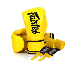 Рукавички боксерські з бинтами Fairtex BGV14 12 унцій, жовті