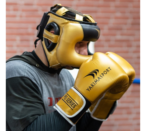 Рукавички боксерські Yakimasport TIGER GOLD V розмір 10 унцій, золотисті