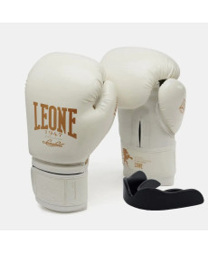 Рукавички боксерські з капою Leone GN059W розмір 10 унцій, біло-золотисті