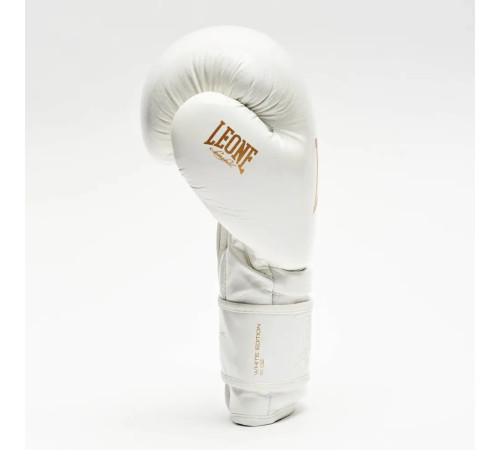 Рукавички боксерські з капою Leone GN059W розмір 10 унцій, біло-золотисті