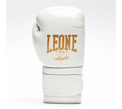 Рукавички боксерські з капою Leone GN059W розмір 10 унцій, біло-золотисті