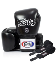 Рукавички боксерські шкіряні з бинтами Fairtex BGV1 18 унцій, чорні