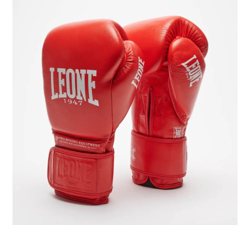 Рукавички боксерські шкіряні з бинтами Leone GN111 THE GREATEST розмір 12 унцій, червоні