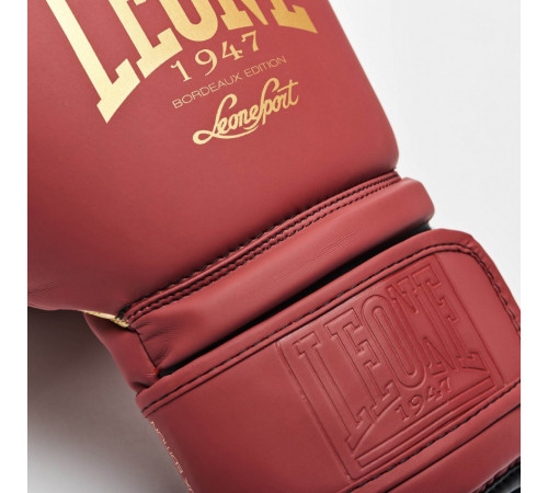 Рукавички боксерські Leone Mono 14 унцій, бордово-золоті