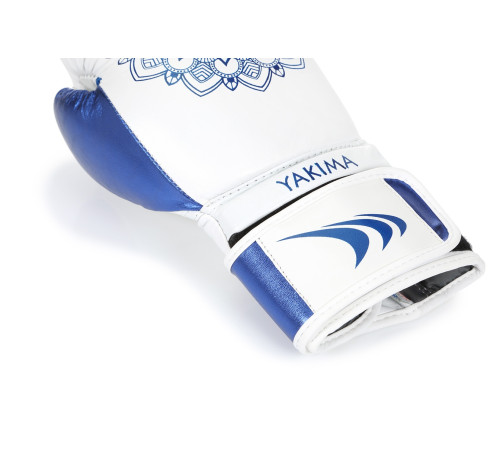 Рукавички боксерські жіночі Yakimasport MANDALA розмір 8 унцій, біло-блакитні