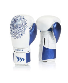 Рукавички боксерські жіночі Yakimasport  MANDALA розмір 8 унцій, біло-блакитні