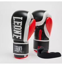 Рукавички боксерські з бинтами Leone GN333 LOGO WACS розмір 16 унцій, чорно-червоні