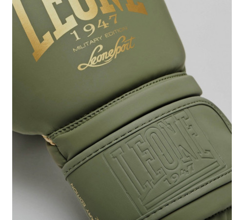 Рукавички боксерські Leone Mono&nbsp;Military 12 унцій, зелено-золоті