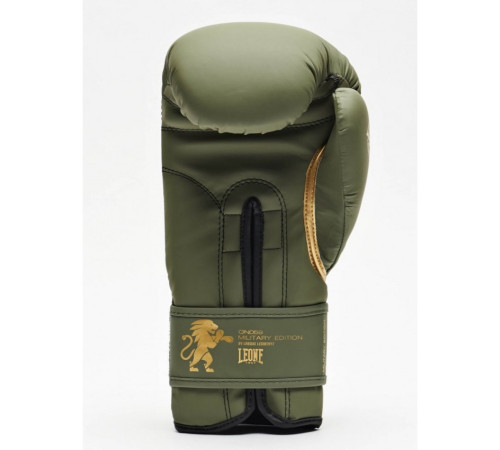 Рукавчики боксерські Leone Mono Military 14 унцій, зелено-золоті