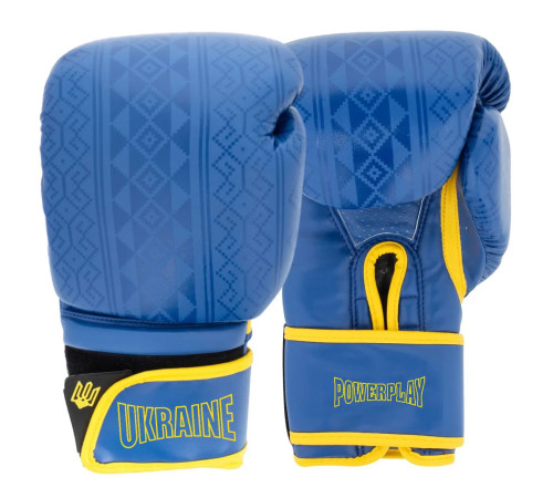 Рукавички боксерські PowerPlay 3021 Ukraine 14 унцій, синьо-жовті