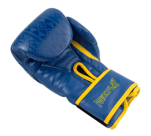 Рукавички боксерські PowerPlay 3021 Ukraine 14 унцій, синьо-жовті