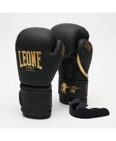 Рукавички боксерські з капою Leone GN059D розмір 10 унцій, чорно-золотисті