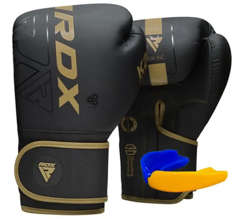 Рукавички боксерські з капою RDX F6 Kara Matte розмір 10 унцій, чорно-золотисті
