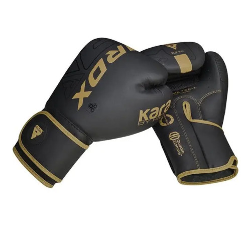 Рукавички боксерські з капою RDX F6 Kara Matte розмір 12 унцій, чорно-золотисті