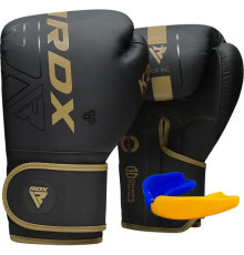 Рукавички боксерські з капою RDX F6 Kara Matte розмір 14 унцій, чорно-золотисті