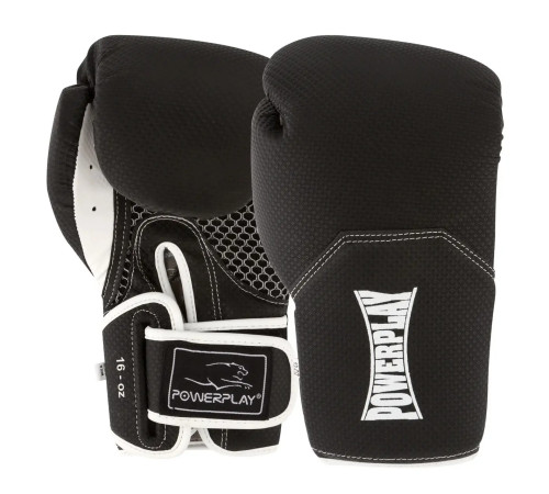 Рукавички боксерські з капою PowerPlay 3011 Evolutions 16 унцій, чорно-білі