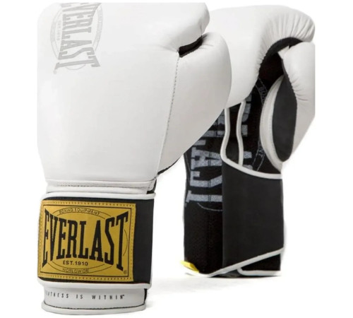 Боксерські рукавиці EVERLAST 1910 CLASSIC TRAINING GLOVE білий 14 унцій, чорно-білі