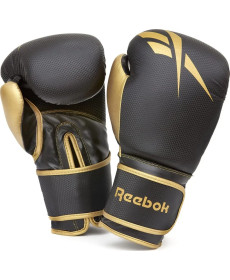 Боксерські рукавиці Reebok Boxing Gloves 12 унцій чорно-золотисті
