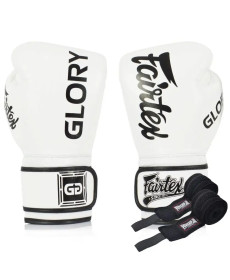 Рукавички боксерські з бинтами Fairtex BGVG1 розмір 10 унцій, білі