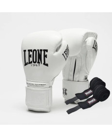 Рукавички боксерські з бинтами Leone GN111 THE GREATEST розмір 10 унцій, білі