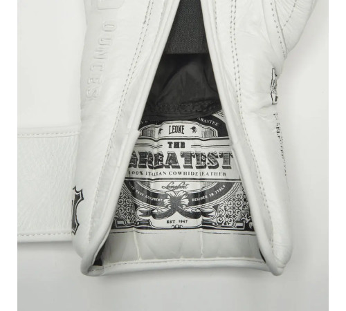 Рукавички боксерські з бинтами Leone GN111 THE GREATEST розмір 10 унцій, білі