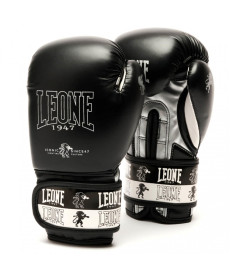 Рукавички боксерські дитячі Leone Iconic 6 унцій, чорно-сріблясті
