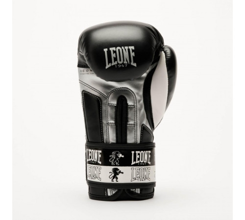 Рукавички боксерські дитячі Leone Iconic 6 унцій, чорно-сріблясті