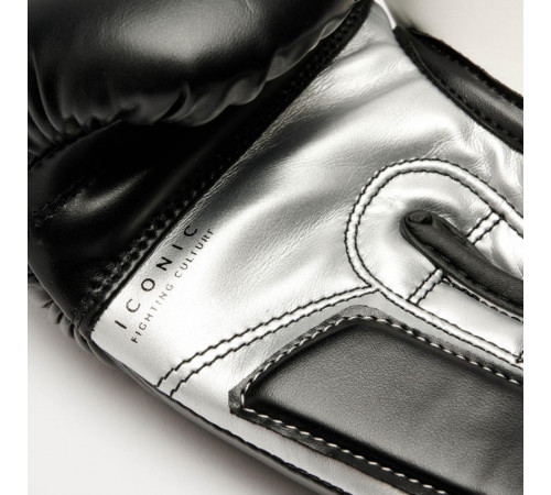 Рукавички боксерські дитячі Leone Iconic 6 унцій, чорно-сріблясті