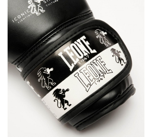 Рукавички боксерські дитячі Leone Iconic 6 унцій, чорно-сріблясті