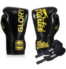 Рукавички боксерські з бинтами Fairtex BGVG1 розмір 10 унцій, чорні