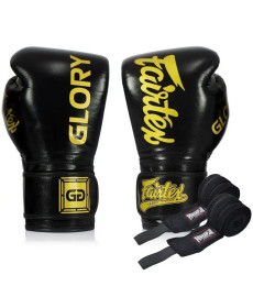 Рукавички боксерські з бинтами Fairtex BGVG1 розмір 10 унцій, чорні