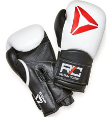 Боксерські рукавиці Reebok Combat Leather Boxing Gloves 10 унцій, чорно-білі