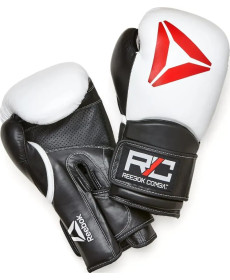 Боксерські рукавиці Reebok Combat Leather Boxing Gloves 10 унцій, чорно-білі