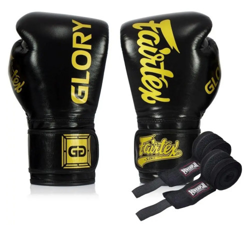 Рукавички боксерські з бинтами Fairtex BGVG1 розмір 12 унцій, чорні