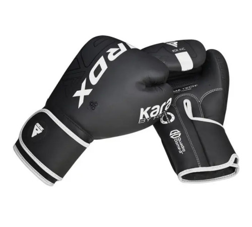 Рукавички боксерські з капою RDX F6 Kara Matte розмір 16 унцій, чорно-білі
