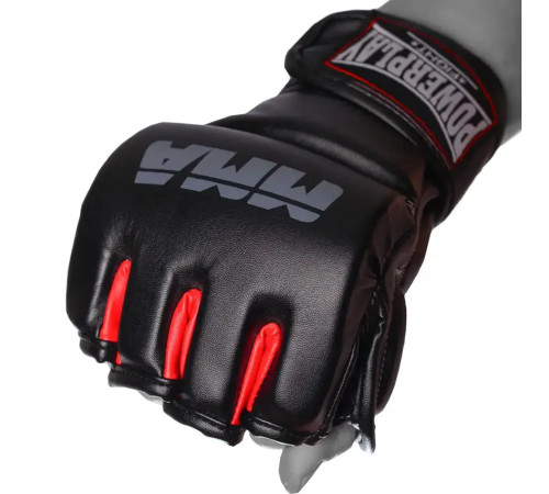 Рукавички для MMA PowerPlay 3053 розмір S/M, чорно-червоні