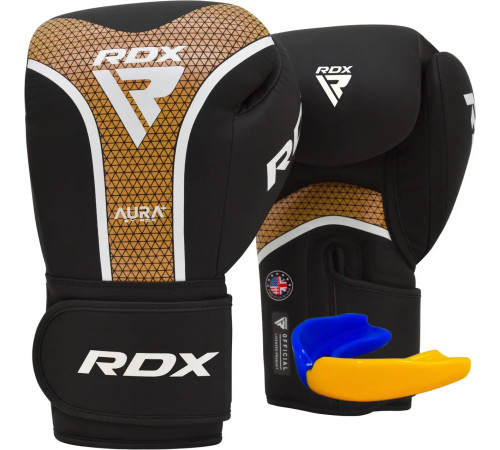 Рукавички боксерські з капою RDX AURA PLUS T-17 розмір 10 унцій, чорно-золотисті