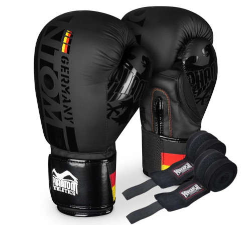 Рукавички боксерські з бинтами Phantom Germany 12 унцій, чорний